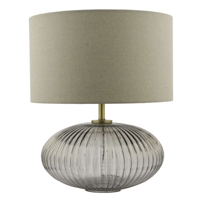 Rydal Table Lamp Antique Brass & Smoked Glass