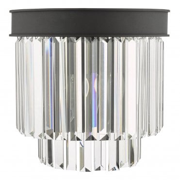 Sheelin 2 Light Wall Light Anthracite & Crystal