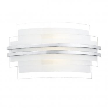 Small Wall Light Frosted Glass & Polished Chrome