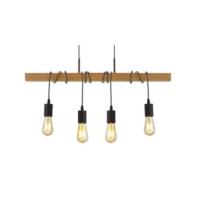 Soulby 4Lt Bar Pendant Natural Wood & Black