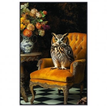 Stately Owl Velvet Canvas