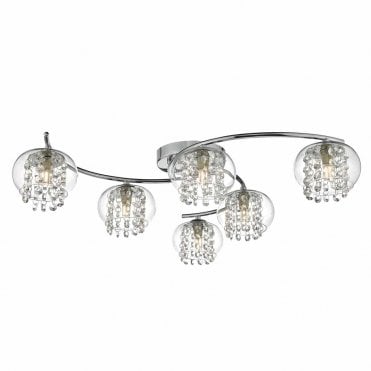 Talt 6 Light Semi Flush Polished Chrome & Crystal