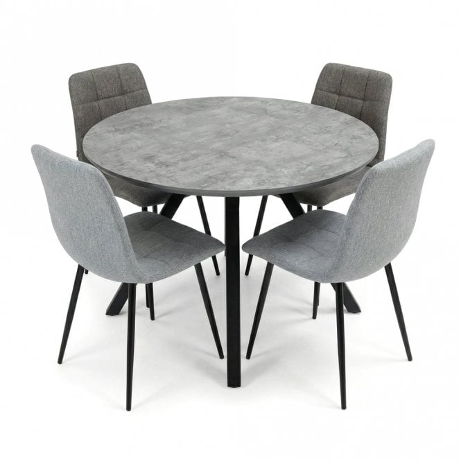 Trieste 110cm Round Table & 4 Pluto Chairs