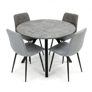 Trieste 110cm Round Table & 4 Pluto Chairs