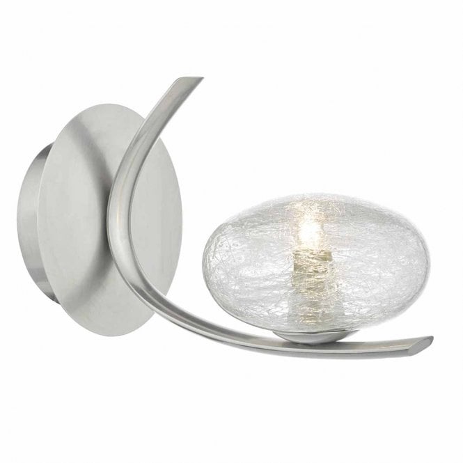 Tulla Wall Light Satin Chrome & Sugar Cane Glass