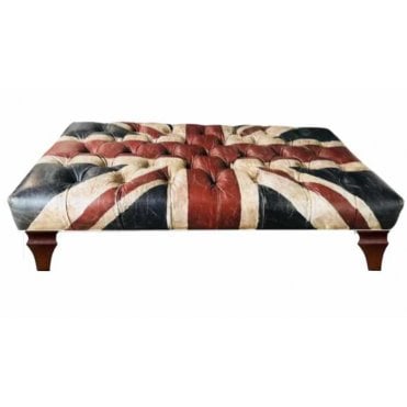 Union Flag Banquet Buttoned Footstool