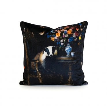 Velvet Feather Filled Badger Cushion