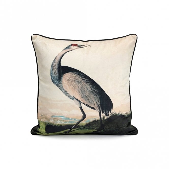 Velvet Feather Filled Crane Cushion