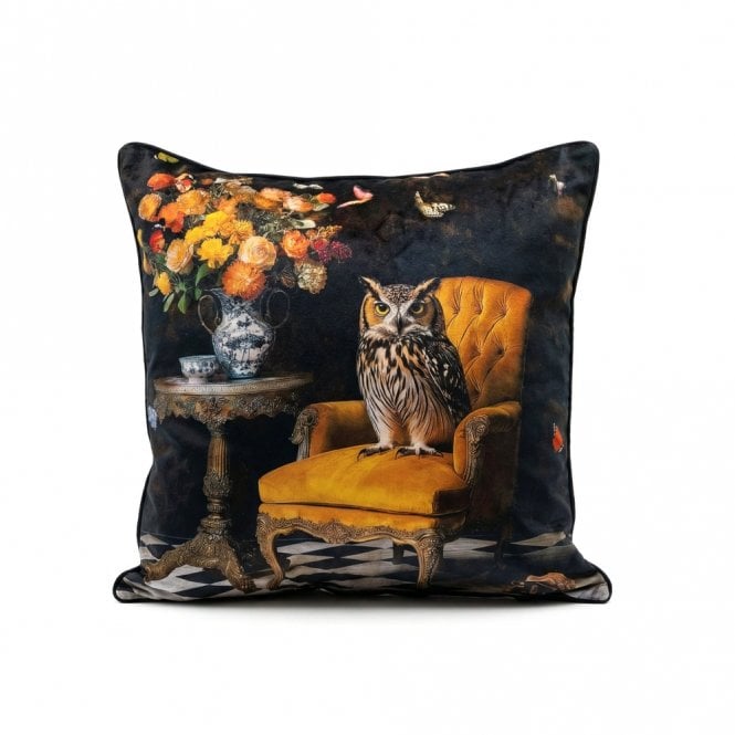 Velvet Feather Filled Owl Cushion