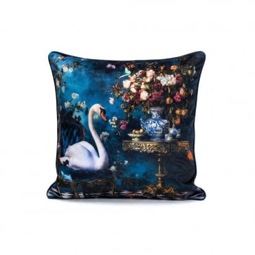 Velvet Feather Filled Swan Cushion