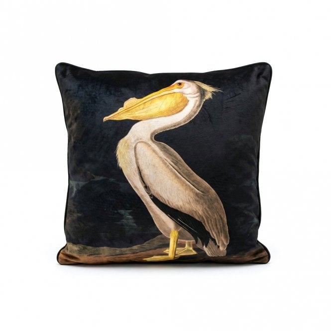 Velvet Feather Filled White Pelican Cushion