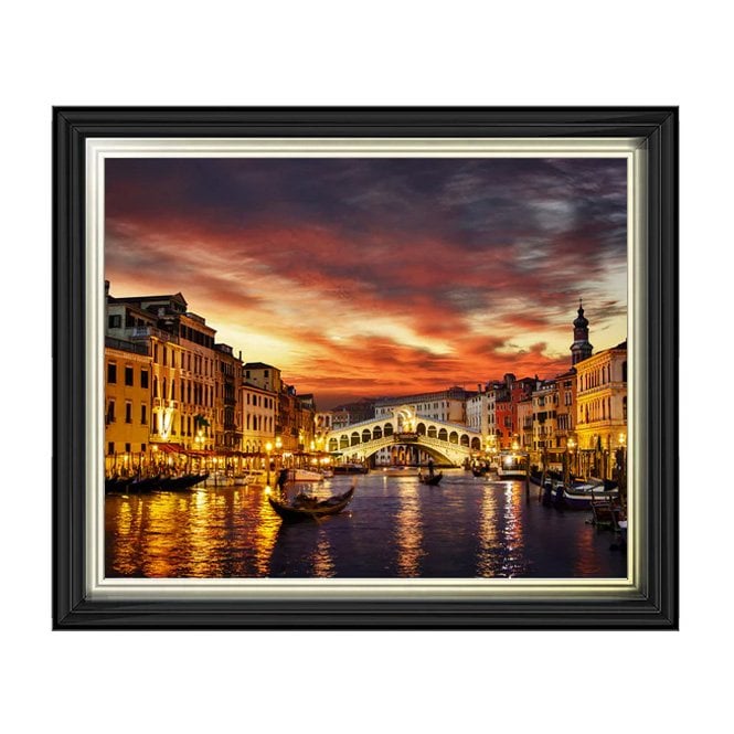Venice night time - Two tone gold/black frame plain