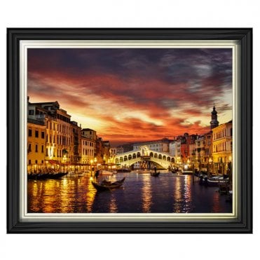 Venice night time - Two tone gold/black frame plain