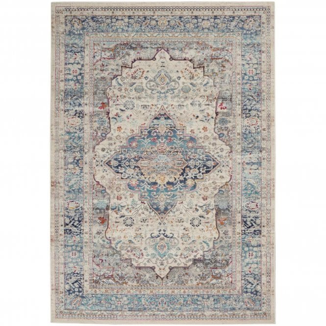 Vintage Kashan Ivory Blue