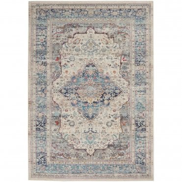 Vintage Kashan Ivory Blue