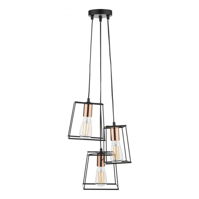 Waterloo 3 Light Cluster Pendant Black & Copper