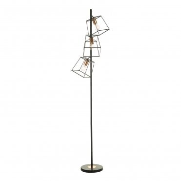 Waterloo 3 Light Floor Lamp Matt Black Copper