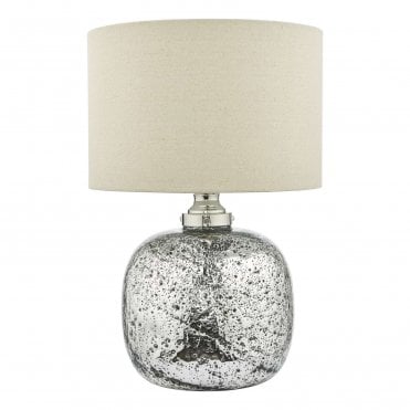 Witton Dual Light Table Lamp Polished Nickel Volcanic Glass With Shade