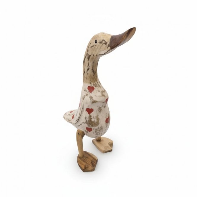 Wooden Duck With Love Hearts